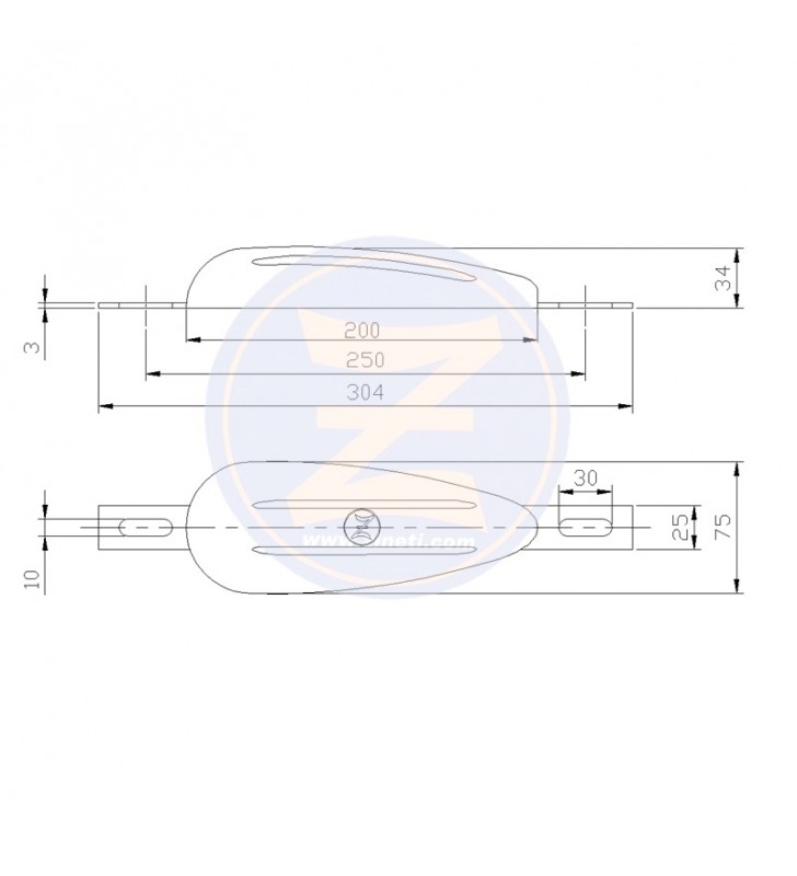 Medidas Anodo pez 1,7Kg con pletina