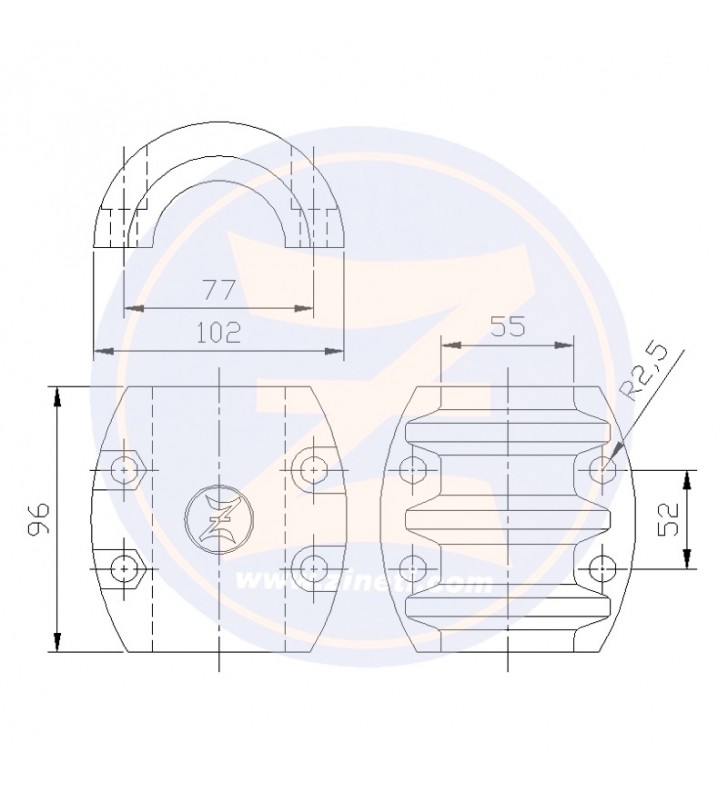 Anodo collar para eje 55 mm Zineti