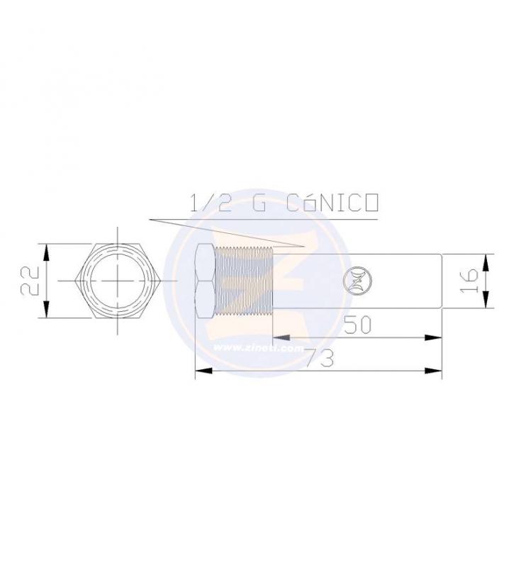 Ánodo completo enfriado CUMMIS 73x22mm 1/2G Zineti