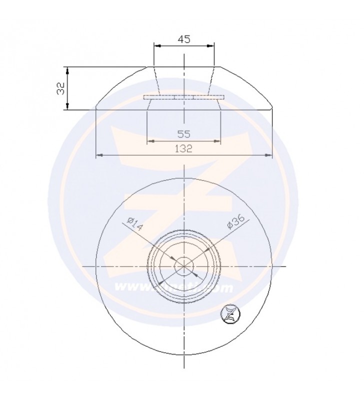 Medidas de Anodo disco 132mm flaps Fairline Zineti