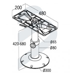 Medidas de Pie de mesa elevable manual aluminio glossy